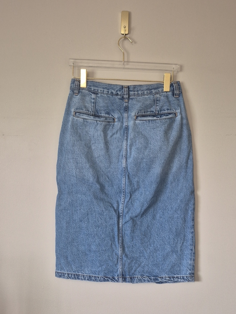 Pilcro Front Slit Blue Denim Skirt, Size 10 Knee Length Cotton Western - Picture 7 of 12